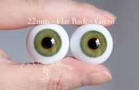 Image 1 of 22mm - German Glass Eyes - Flat Back -  Green