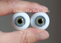 Image 1 of 22mm - German Glass Eyes - Flat Back - Gray