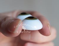 Image 3 of 22mm - German Glass - Flat Back - Economy Eyes - Green