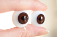 Image 2 of 20mm - German Glass Eyes - Flat Back - Economy Eyes - Medium Brown