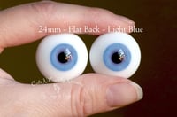 Image 1 of 24mm - German Glass Eyes - Flat Back - Light Blue - Purple Ring
