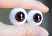 Image 2 of 20mm - German Glass Eyes - Flat Back - Chocolate Brown