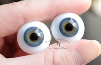 Image 4 of 20mm - German Glass Eyes - Flat Back - Economy Eyes - Blue/Gray
