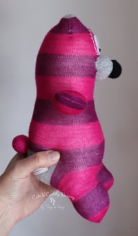 Image 2 of Plush Striped Sock Bear - Pink and Purple - OOAK
