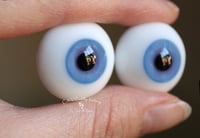 Image 2 of 24mm - German Glass Eyes - Flat Back - Light Blue - Purple Ring