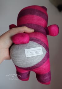 Image 3 of Plush Striped Sock Bear - Pink and Purple - OOAK