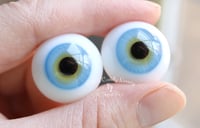 Image 4 of 22mm - German Glass - Flat Back - Economy Eyes - Light Blue
