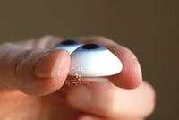 Image 3 of 24mm - German Glass Eyes - Flat Back - Light Blue - Purple Ring