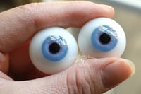 Image 4 of 24mm - German Glass Eyes - Flat Back - Light Blue - Purple Ring