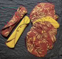 Image 1 of Set of 10 Linen Pads- Burgundy & Palms