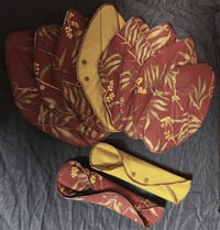Image 2 of Set of 10 Linen Pads- Burgundy & Palms