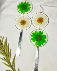 White & Green Daisy Dangles