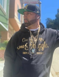 Image 1 of One Love, One Struggle Hoodie (Black/Gold)