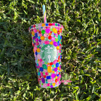 Image 1 of Colorful Blinged Cold Cup🌈✨