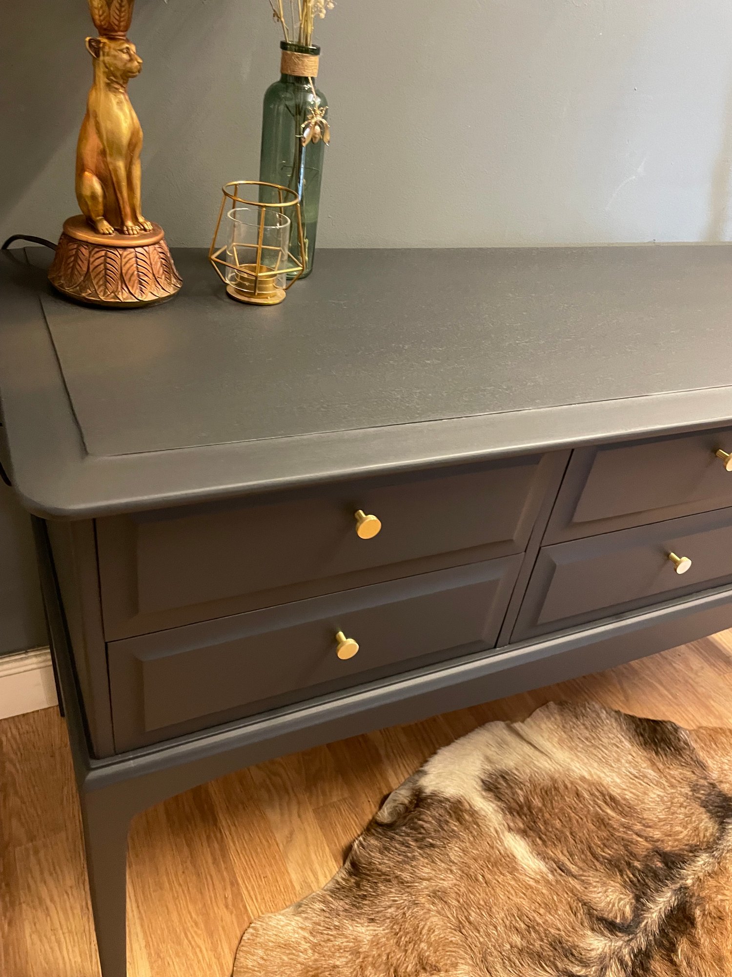 Image of Dark grey 6 drawers stag console/sideboard 