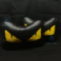 Black Leather Eyes Car Pillow x2