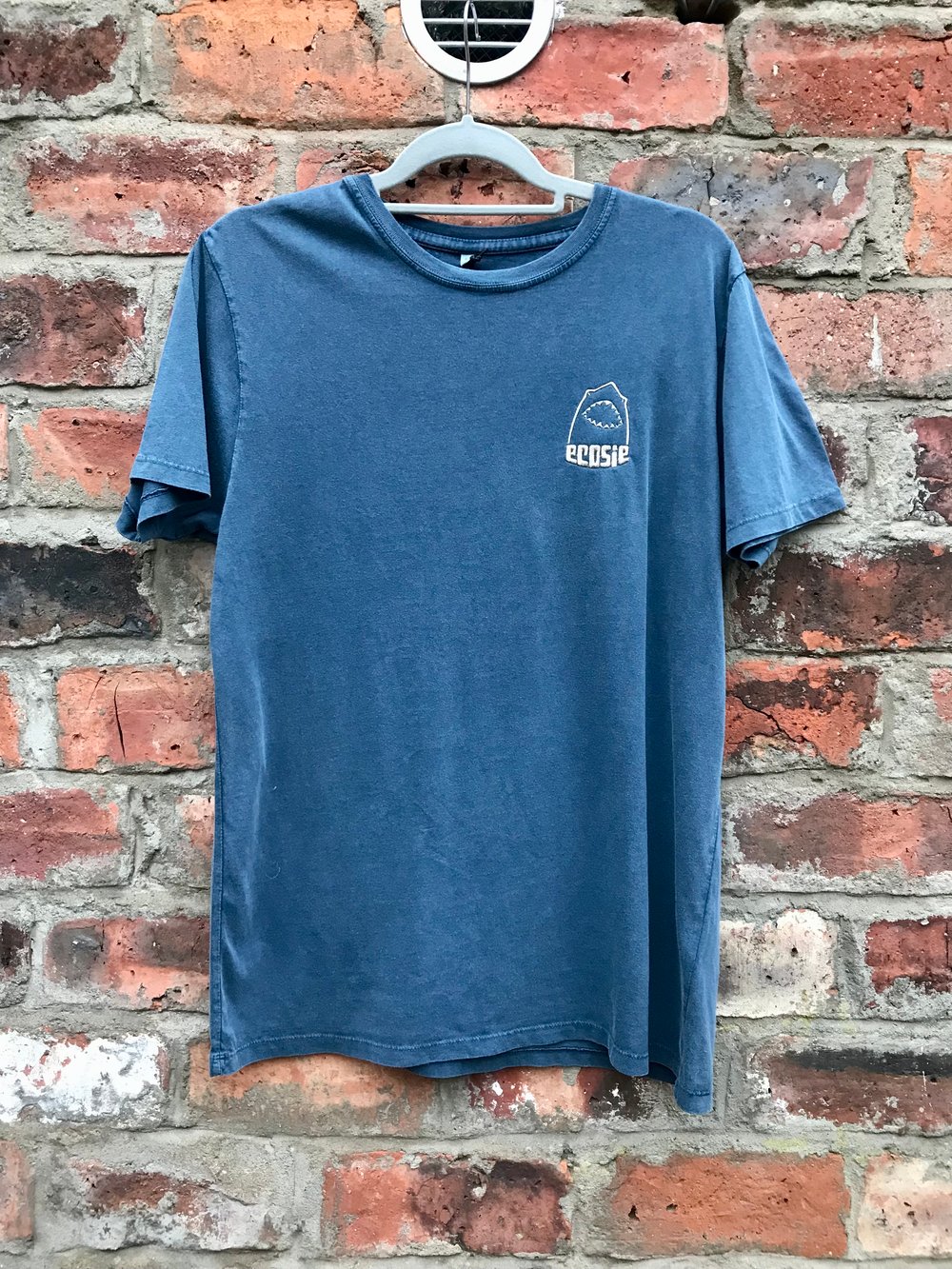 Image of Wash Blue Embroidered McSharky Organic Cotton T-shirt 