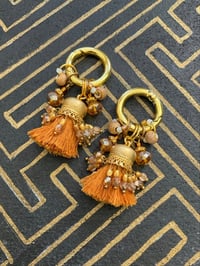Image 1 of Gold plated beaded golden Afghan tassel clip ear weights