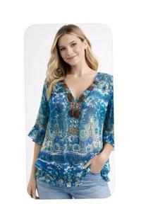 Image 6 of New 1X Marc Bouwer Beaded Collar Top #706*8