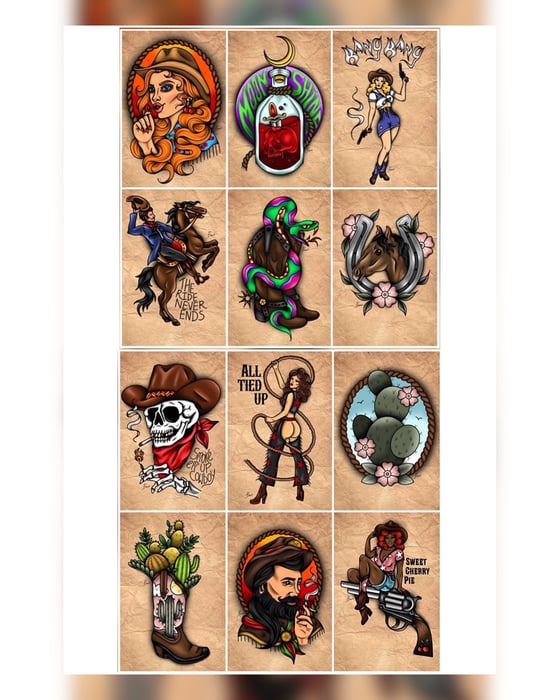 Image of A4 Trad western prints