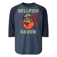 Image 6 of 3/4 sleeve raglan shirt Hellfish Flag