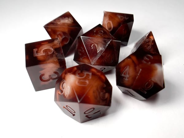 Image of Coffee and cream (made to order) 7-piece dice set for TTRPG