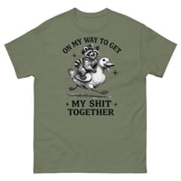 Image 2 of On My Way to Get My Shit Together Funny Raccoon Riding Duck T-Shirt