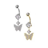 Image 2 of Butterfly Dangle Belly Ring