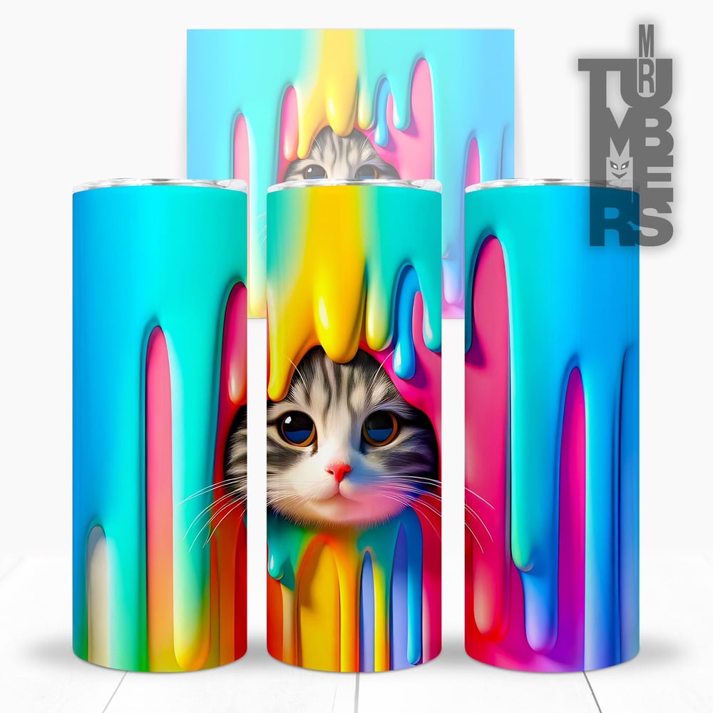 Image of Cat Paint Drip Drinks Tumbler