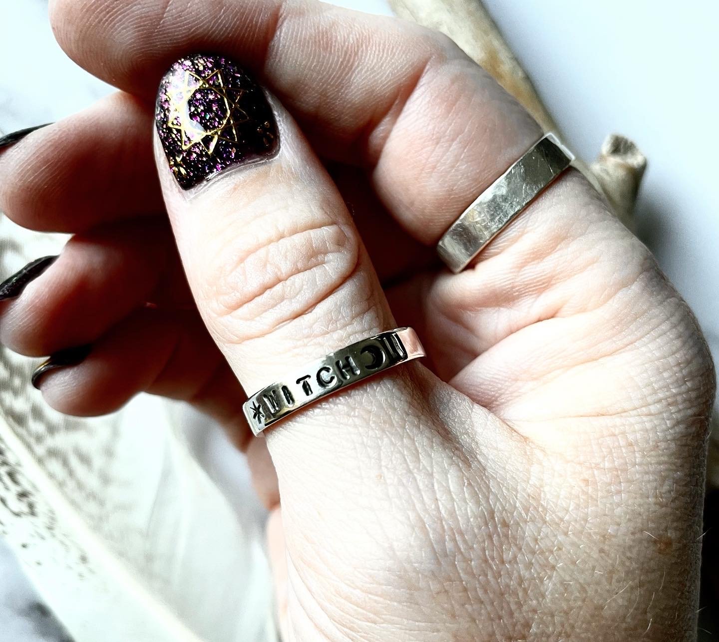 Image of Handmade WITCH Stacking Rings Bundle Sterling Silver 925
