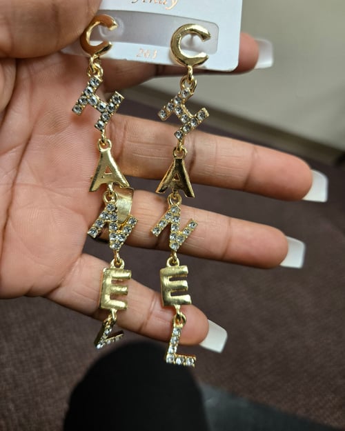 Image of Long Dangle Earrings (Gold & Bling)