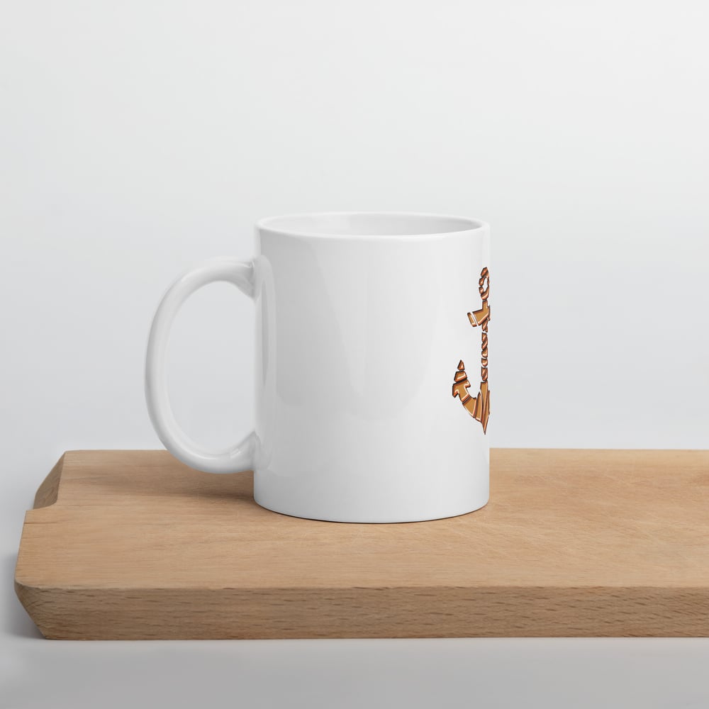White glossy anchor mug