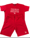 YB Red Cotton Blend Short Set