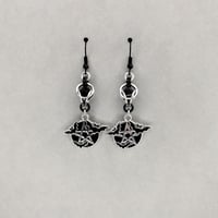 Captured Agate + Batty Pentacle Earrings