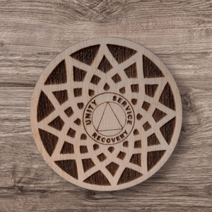 Image of Personalized Wooden Sobriety Coin: AA / NA Anniversary Gift