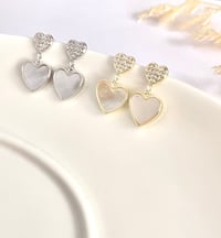 Image 2 of Shell & Crystal Heart Earrings