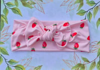 Image 1 of Cute strawberry print 3 in 1 headband & scrunchie
