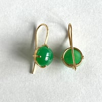 Image 4 of Chrysoprase Cabochon Minimal Earrings 18k