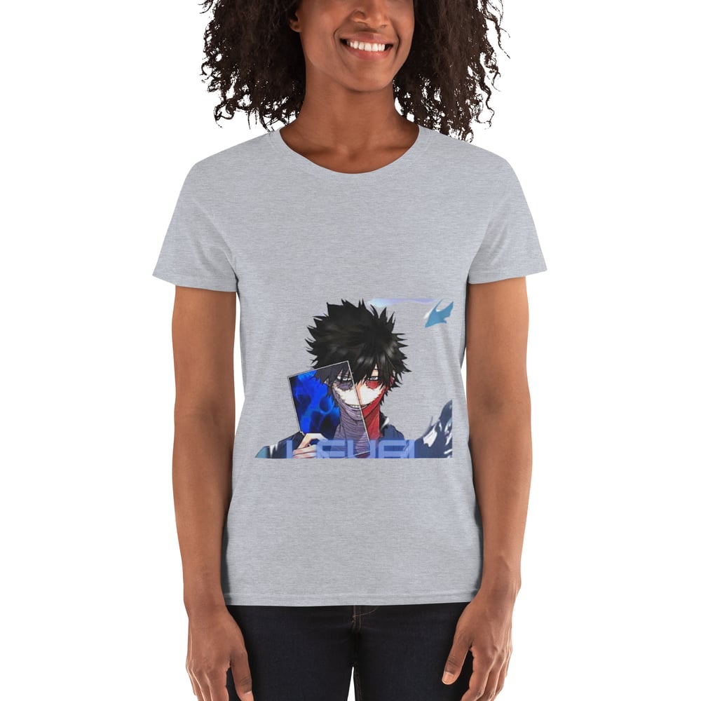 Image of Women's short sleeve dabi print t-shirt from my hero academia