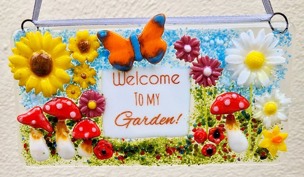 Image of Fused Glass Welcome Sign