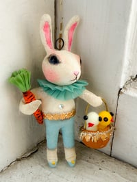White Bunny with Carrot and Basket of Chicks I