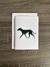 Image 1 of Trotting Sighthound Greeting Card - Forest Green