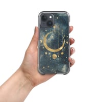 Image 9 of Blue and Gold Celestial Moons Design Clear Case for iPhone®