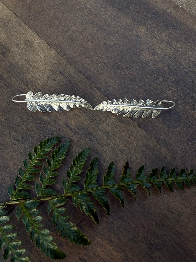 Image of Sterling Cinnamon Fern Earrings