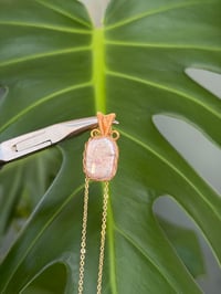 Image 2 of Gold Baroque Pearl Rectangle Crystal Necklace
