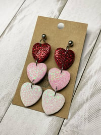 Glitter, heart dangles