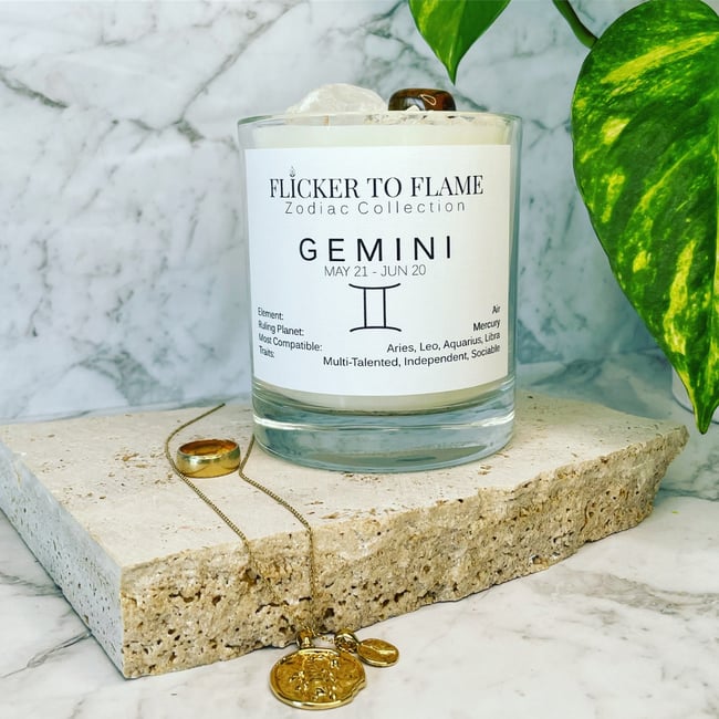 Zodiac Crystal Infused Candle 450g - GEMINI  **ONLY 10 AVAILABLE**