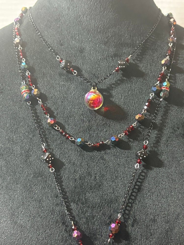Image of Casino Inspired Slot Machine And Dice Layered Necklace one of 
