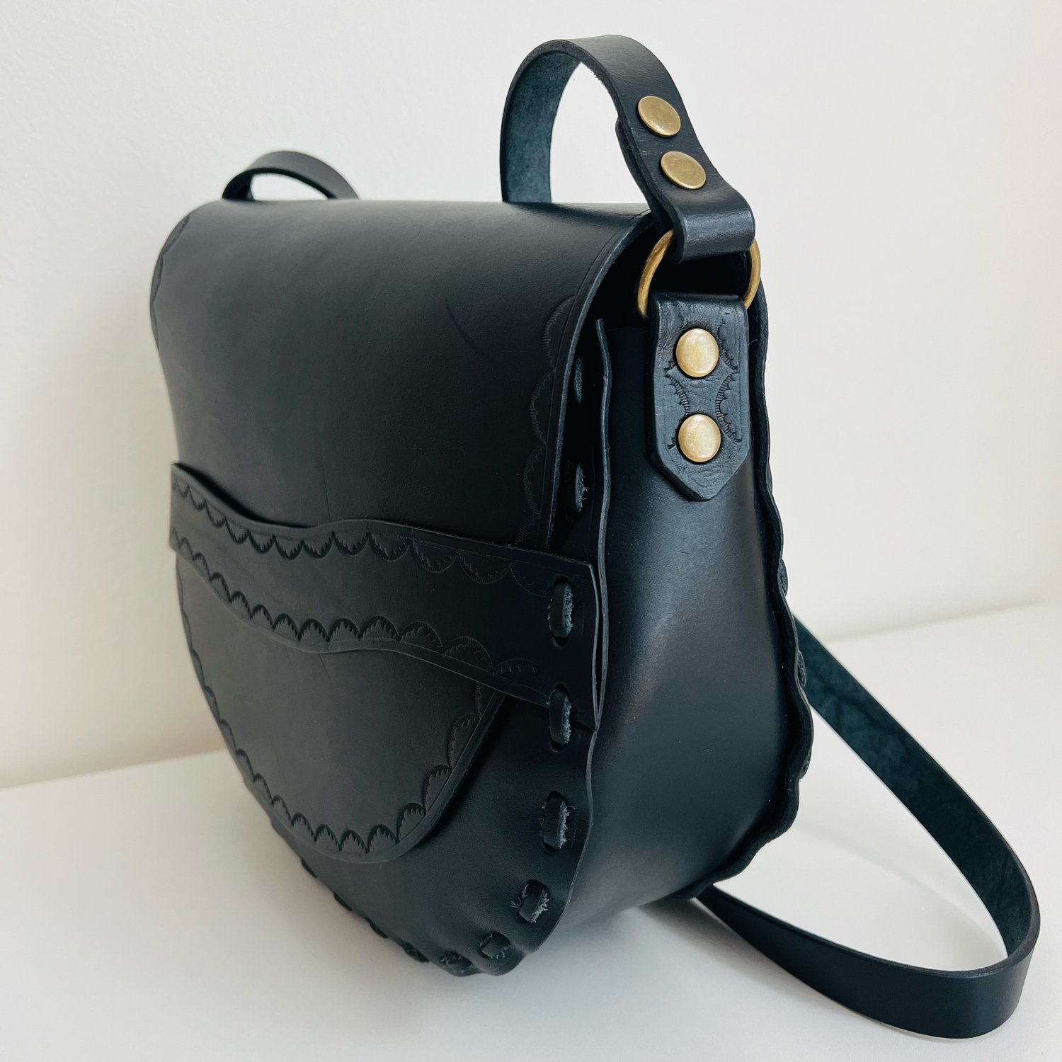 Image of Black Vachetta Crossbody Saddle Bag 