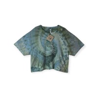 Image 1 of 2XL Crop Tee in Muted Forest Spiral Ice Dye